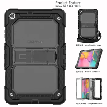 Shockproof Brnenie Prípad Tabletu Samsung Galaxy Tab A10.1 T510 2019 Robustný Kryt Povinnosť Prípad Tabletu Samsung T515 Stojan, Kryt