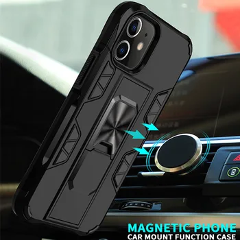 Shockproof Brnenie Skryté Držiak Telefónu puzdro Pre iPhone 12 Mini 11 Pro XS MAX XR 7 8 6Plus SE 2020 Magnetický Stojan Bumper Kryt