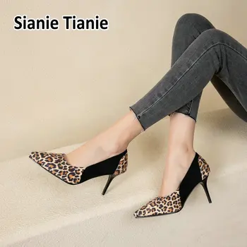 Sianie Tianie 2020 jar leto plytké jednej topánky leopard tlač sexy žena tenké vysoké podpätky ženy čerpadlá bodce veľká veľkosť 46