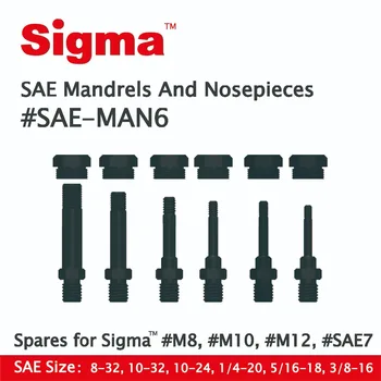 Sigma #SAE-MAN6 Náhradné Tŕne/Nosepieces nastaviť použiteľné LEN pre Sigma Závitové Nity, Matice Vŕtať Adaptér #M6 #M8 #M10 #M12 #SAE7