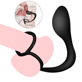 Silikónové Mužskej Prostaty Masér s Penis Krúžok Análny Vibrátor Zadok Plug Análny stimulátor Erotické Odkladu Sexuálne Hračky pre Mužov QQGS02