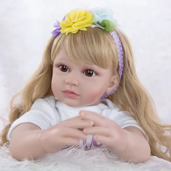 Silikónové Reborn Bábiky Baby 60 cm Silikónový Vinyl Reborn Baby Doll Hračky Pre Dievča Batoľatá Mäkké Telo Ručné Realisticky Dlhé Vlasy Hračka
