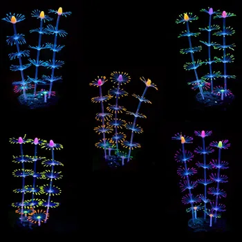 Silikónové Umelé simulácia Akvárium fluorescenčné účinok koralové Ryby Nádrži Rastliny, Kvety, Ozdoby na Šírku Dekor Vody tráva