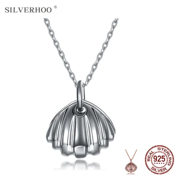SILVERHOO 925 Sterling Silver Prívesok Náhrdelníky Pre Ženy Shell Modelovanie Náhrdelník Výročie Nové Jemné Šperky Jednoduchý Darček