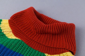 Simenual Rainbow turtleneck svetre ženy zimné 2021 jumper pletené oblečenie móda prekladané nadrozmerné pulóver žena predaj