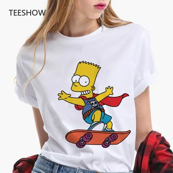Simpsonovci T Shirt Ženy, Nové Letné Krátky Rukáv Sestra Cartoon T Shirt Ženy Vtipné Tričko Top Bežné White Tee Tričko Femme