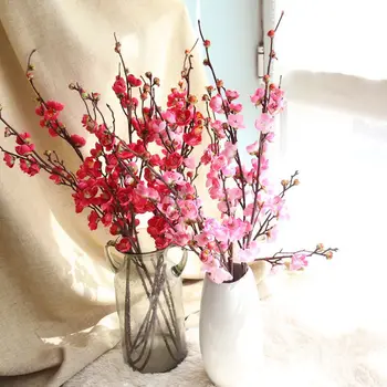 Simulované slivkové kvety simulované sakura Umelé kvety falošné kvety svadobná scéna rozloženie domáce dekorácie fotografie rekvizity