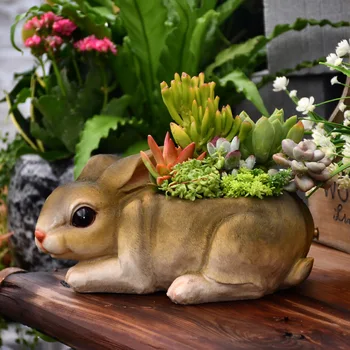 Simulácia Králik Sukulentných Rastlín kvetináče Tvorivé Zvierat v tvare Vázy Živice Záhradné Ozdoby Pastoračnej Balkón Dekorácie