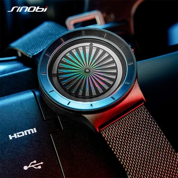 Sinobi Nové Módne Tvorivé pánske Hodinky Smart Troch-dimenzionální Gradient Luxusné Športové Náramkové hodinky Quartz reloj hombre Prúd