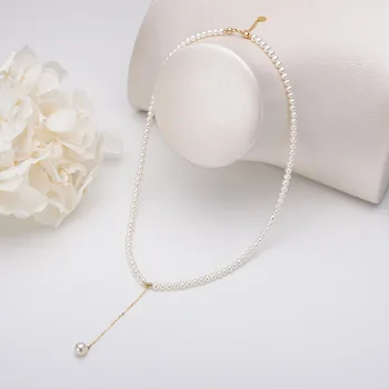 Sinya 18k Zlata prírodné Kolo Perly choker náhrdelník pre ženy, dámy milenca choker perál s priemerom 3-4 mm vysoký lesk roztomilý šperky