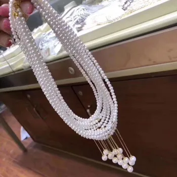 Sinya 18k Zlata prírodné Kolo Perly choker náhrdelník pre ženy, dámy milenca choker perál s priemerom 3-4 mm vysoký lesk roztomilý šperky