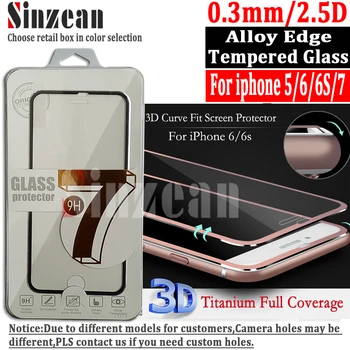 Sinzean 50pcs Pre iphone 7/8/6/6S/5/5S 3D Zakrivené Plný pokryté zliatiny Titánu Hrany Tvrdené sklo screen protector