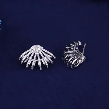 SISCATHY Luxusné Ženy Stud Vyhlásenie Náušnice Pazúry Plný Cubic Zirconia CZ Zapojenie Svadobné Party kórejský Šperky, Náušnice 2019