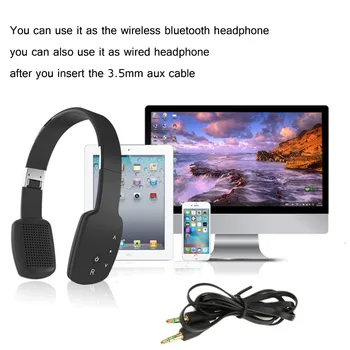 Skladacie Touch Ovládania Bluetooth Bezdrôtové Slúchadlá Kábel dvojitý Účel HIFI Redukcia Šumu Slúchadlá s Mikrofónom pre Telefón, Tablet PC