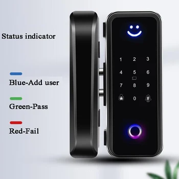 Sklo Dverí Zamky Bluetooth, Wifi Bránou TTLock Odtlačkov prstov Heslo Elektrický Digitálny zámok Alexa Google Drevené Smart dverí zamky