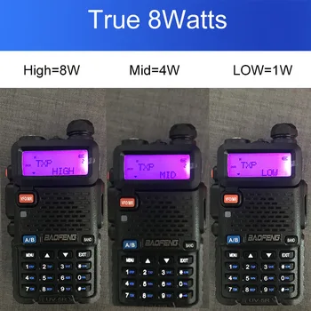 Skutočné 8W Baofeng UV-5R Walkie Talkie UV 5R Silný Amatérske Ham CB Rádio Stanice UV5R Dual Band Vysielač 10KM Intercom Lov