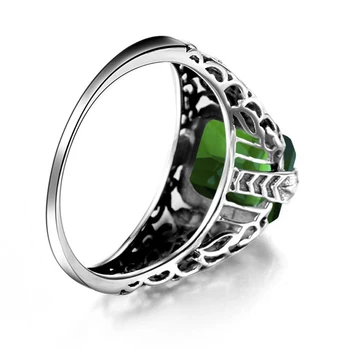 Skutočné 925 Sterling Silver Krúžky Pre Ženy Zelená Drahokamu Dámy Úžasné Svadobné Prstene Módne Žena Žena Príslušenstvo Šperky
