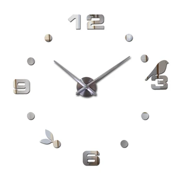 Skutočné diy akryl zrkadlo nástenné hodiny 3d big quartz hodinky moderné zátišia hodiny Vták vzor nálepky obývacia izba domova