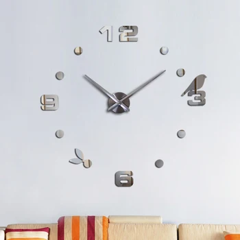 Skutočné diy akryl zrkadlo nástenné hodiny 3d big quartz hodinky moderné zátišia hodiny Vták vzor nálepky obývacia izba domova