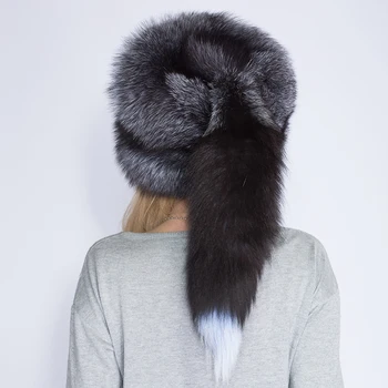Skutočné Fox kožušiny Princezná Klobúk Mongolsko klobúk Jedinečný proces Fox chvost Dizajn Luxusné Zimné Udržať Teplé Čiapky Pre Módu Ženy