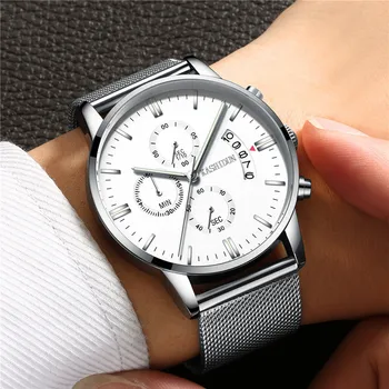 Skutočné Hodinky NIBOSI Značky Luxusné Muži Hodinky Vodotesné Business Silver Nehrdzavejúcej Ocele Pánske Quartz Kalendár Náramkové hodinky