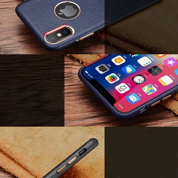 Skutočné kožené liči textúra telefónu zadný kryt puzdro pre iPhone 6 7 8 Plus XR Xs Max ckhb-lzw cowhide kovové tlačidlo ochranné puzdro