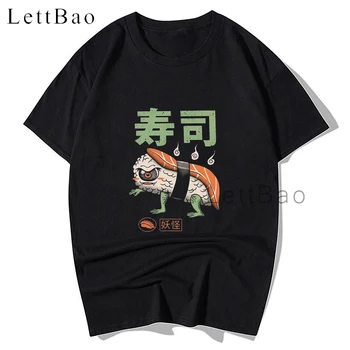 SKVELÉ SUSHI VLNA pánske T-shirt Kawaii Sushi Grafické Tričká, Gotické Streetwear Anime Tričko Retro Tričko Priateľ Dar