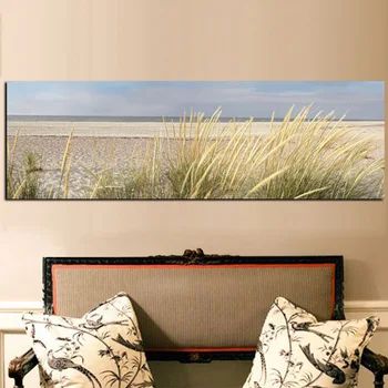 Sky Island Pieskové Duny Chvost Trávy Plátno na Maľovanie Seascape Beach Krajiny Plagáty a Vytlačí Cuadros Wall Art Obraz Domova
