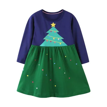 Skákanie Metrov Dieťa Vianočné Šaty na Jeseň Jar Dievčatá Bavlna Tutu Strany Batoľa Oblečenie Hot Deti Šaty