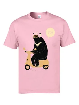 Skúter Medveď Rider Pohode Tee-Shirt Otec Deň Bavlnená Tkanina Kolo Golier Mens Zábavný Cyklus, T Košele Bežné Mikina Lete Tees
