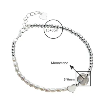 Sladkovodné Perly 925 Sterling Silver Náramky Pre Ženy Je Prírodný Kameň Moonstone Jemné Šperky, Náramky & Bangles