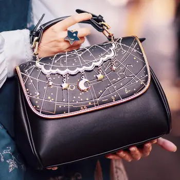 Sladká princezná lolita kabelka vintage súhvezdí výšivky naklonený taška cez rameno kawaii dievča gothic lolita taška loli cosplay