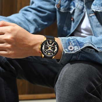 Sledujte Muži Curren Top Značky Luxusné Chronograf Originálne Kožené Nepremokavé Športové Pánske Hodinky Muž Hodiny, Náramkové Hodinky Reloj