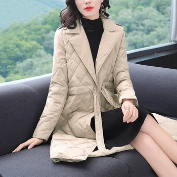Sllsky Zimné Strednej dĺžky Bavlna Coats Ženy 2020 Nové kórejská Verzia Nastaviteľné pásu Voľné Bunda Teplá Bežné lady Parkas