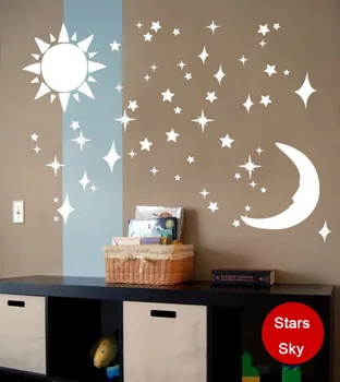 Slnko, Mesiac, Hviezdy DIY 3D životného prostredia akryl zrkadlo na stenu-nálepky na domáce umelecké dekorácie