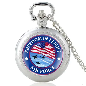 Sloboda V Lete U.S. Air Force Dizajn Quartz Vreckové Hodinky Muži Ženy Prívesok Náhrdelník Hodín Hodiny