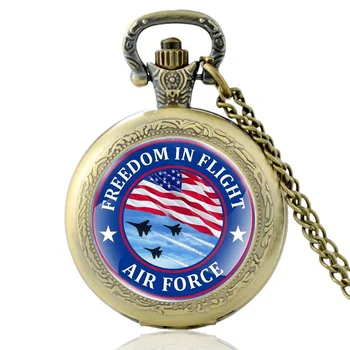 Sloboda V Lete U.S. Air Force Dizajn Quartz Vreckové Hodinky Muži Ženy Prívesok Náhrdelník Hodín Hodiny