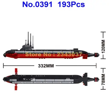 Sluban 193pcs vojenskej jadrovej ponorky stavebným Hračka