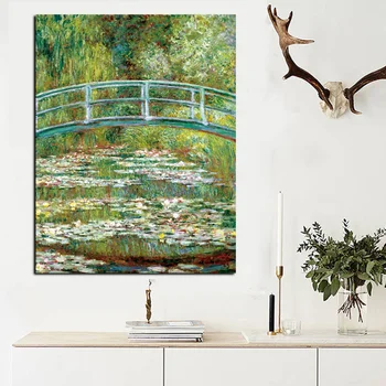 Slávny obraz Claude Monet Krajiny na moste olejomaľba Plagát, Tlač Múr Umenia pre Obývacia Izba Domova (Bez Rámu)