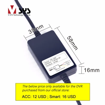 Smart / ACC Napájací Kábel pre SYS VSYS Motocykel DVR Dash Fotoaparát Záznamník