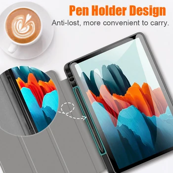 Smart Case pre Samsung Galaxy tab S7 SM-T870 T875 Kryt s Ceruzkou Držiteľ Mäkké TPU Späť Shell Magnetické Funda Capa Pero Zásobník