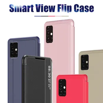 Smart Case Pre Xiao Redmi 9 8 9A 9C 8A Poznámka 7 7 8 8T 9S 6 5 Pro Kože Flip Zobraziť Prípadoch Pre Xiao MI Poznámka 10 10 TON M3 X3 Kryt