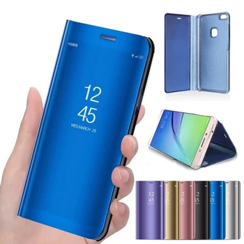 Smart Flip Prípadoch Pre Huawei P40 Lite E Pro Y5 Y6 Y7 Y9 2019 Zrkadlo Prípade, Plastové Plný Mobilný Telefón Prípad Pre Huawei Honor 9X Pro