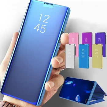 Smart Flip Prípadoch Pre Huawei P40 Lite E Pro Y5 Y6 Y7 Y9 2019 Zrkadlo Prípade, Plastové Plný Mobilný Telefón Prípad Pre Huawei Honor 9X Pro