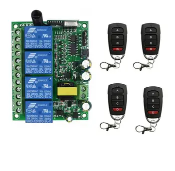 Smart home 220 V 4CH RF Wireless Remote Control System / Rádio Spínač diaľkový spínač, prijímač garážové dvere, brány, 433mhz 315mhz
