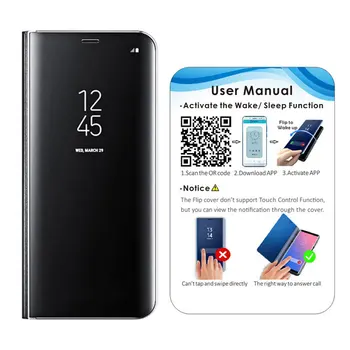 Smart Mirror Flip Puzdro Pre Samsung Galaxy S20 Plus S10 Lite S9 S8 S7 S6 Okraji A8 A9 A7 2018 A10 A20 A30 A40 A50 A51 A71 A70 Kryt