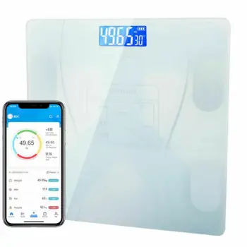Smart telesný Tuk Stupnice Hmotnosti Digitálny Bluetooth Váženie Bezdrôtový Smart Analyzovať Sklo Nabíjateľná BMI Analyzer S Phone