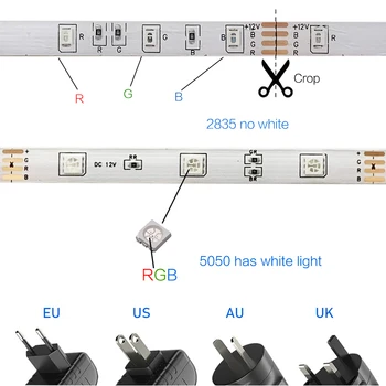 Smart WIFI LED Pásy Svetlo RGB 5050/2835 Pružný pás s nástrojmi Svetelný RGB Led Svetlá APP Remote Pásky Dióda 10 Metrov S Regulátor