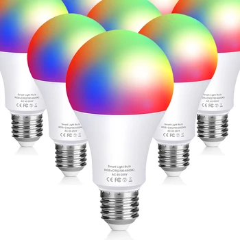 Smart Žiarovky WIFI RGB lampa Led E27 B22 Alexa Domovská stránka Google RGB Zmena Biela Stmievateľné Funkcia Magic lampada Dekor Biely Nové