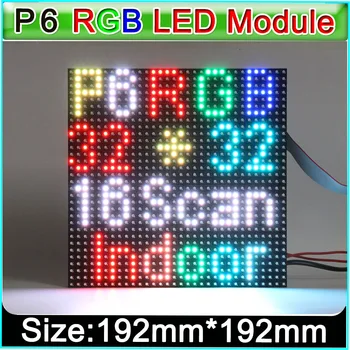 SMD RGB 3in1 P6 Krytý full farebné Led Displeje Modul, 32x32pixel, 1/16, skenovanie, p6 led displej modul video panel